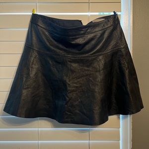 Black leather mini skirt